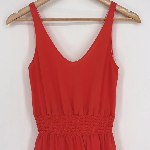 T. Babaton Aritzia 100% Silk Mini Dress With Pockets Women’s Size XS in Coral - Picture 2 of 11